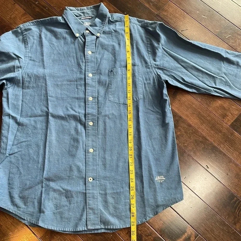 Izod Saltwater men’s button down shirt Blue Casual Preppy Size M 100% cotton